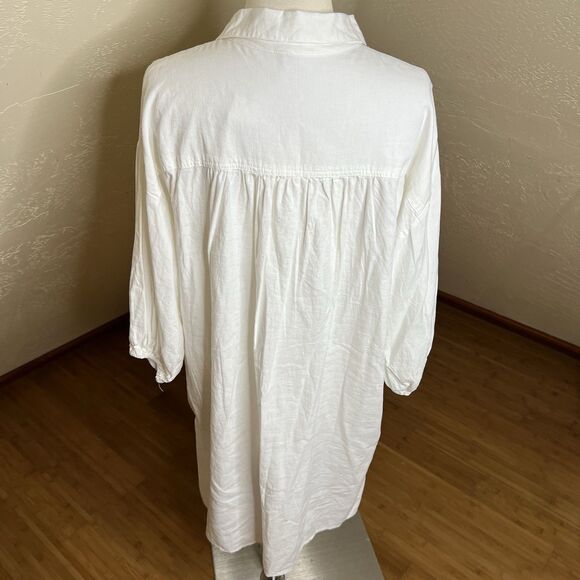 Young Fabulous & Broke Shirt Dress Size Small White Linen Button Down Oversized - Picture 9 of 9